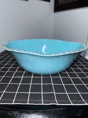 Tommy Bahama Rustic Crackle Aqua Melamine Serving Bowl